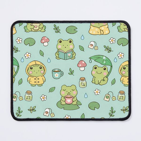 Item preview, Frog Matcha Rainy Coffee Pattern designed and sold by Soft Berry Studio.
