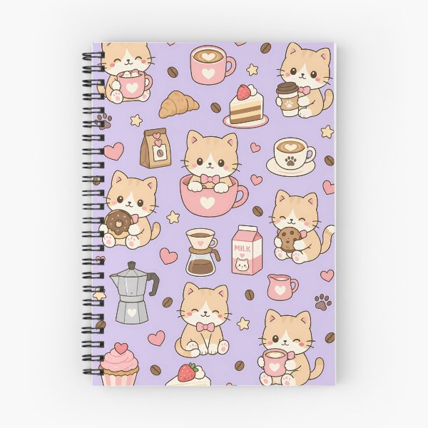 Item preview, Kawaii Cat Coffee Bakery Pattern designed and sold by Soft Berry Studio.