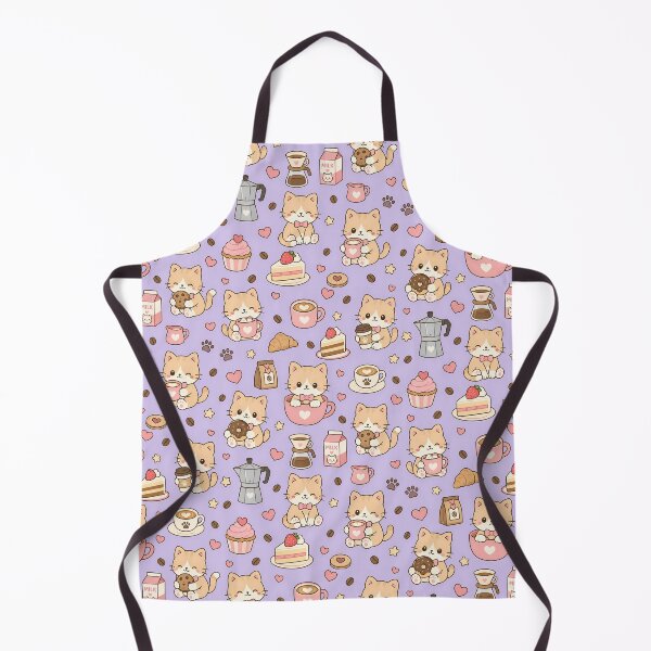 Item preview, Kawaii Cat Coffee Bakery Pattern designed and sold by Soft Berry Studio.