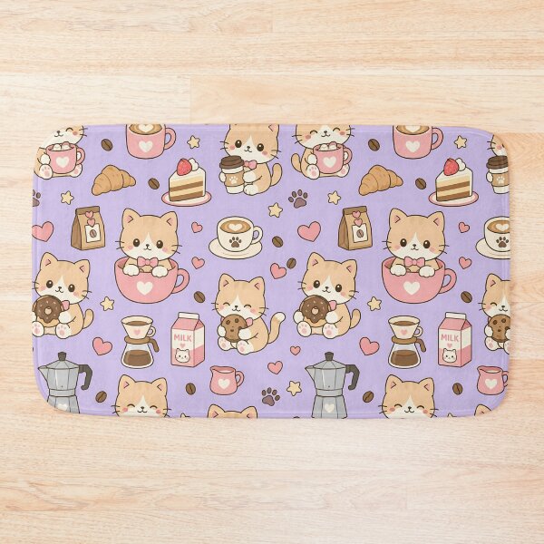 Item preview, Kawaii Cat Coffee Bakery Pattern designed and sold by Soft Berry Studio.