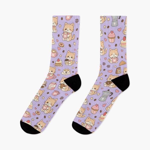 Item preview, Kawaii Cat Coffee Bakery Pattern designed and sold by Soft Berry Studio.
