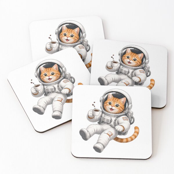 Item preview, Cute Astronaut Cat Loves Coffee designed and sold by puredevn.