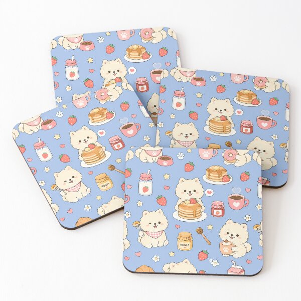Item preview, Kawaii Puppy Breakfast Treats Pattern designed and sold by Soft Berry Studio.