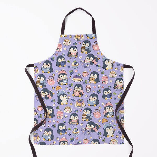Item preview, Kawaii Penguin Blueberry Bakery Pattern designed and sold by Soft Berry Studio.