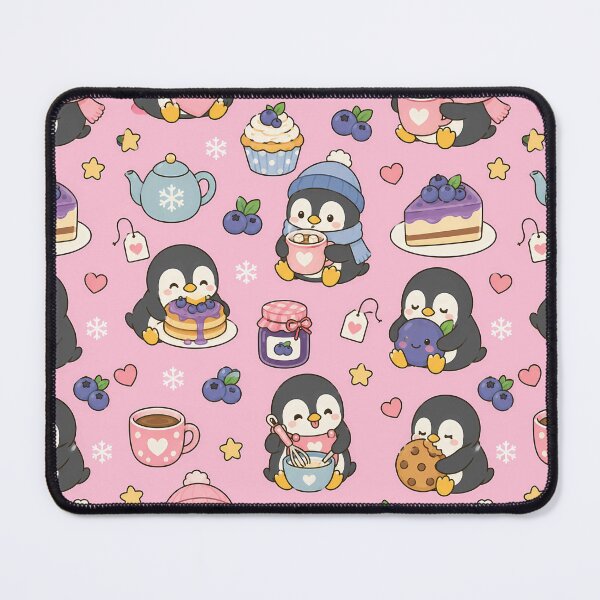 Item preview, Kawaii Penguin Cocoa Bakery Pattern designed and sold by Soft Berry Studio.