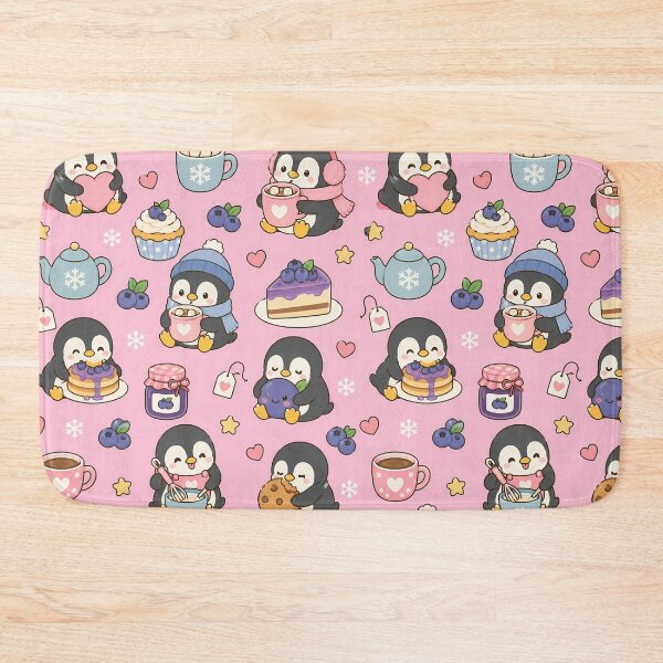 Item preview, Kawaii Penguin Cocoa Bakery Pattern designed and sold by Soft Berry Studio.