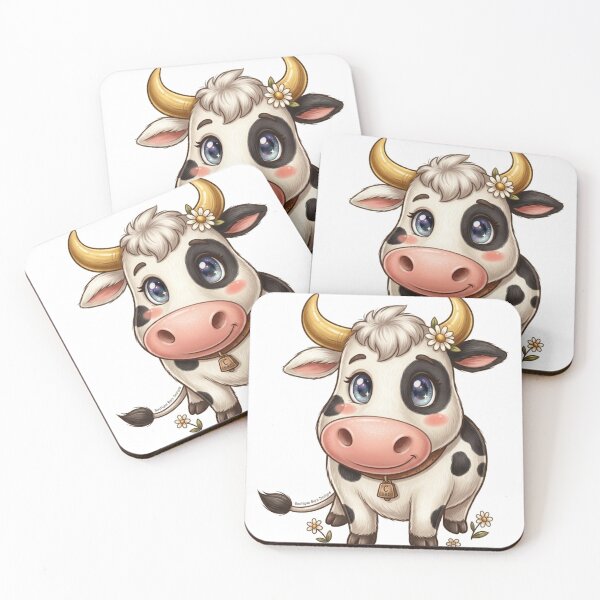 Item preview, The Adorable Spotty Baby Cow Character with Golden Horns and Flower Bell designed and sold by Stickivo.