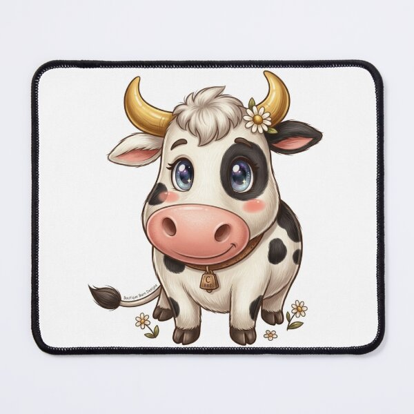 Item preview, The Adorable Spotty Baby Cow Character with Golden Horns and Flower Bell designed and sold by Stickivo.