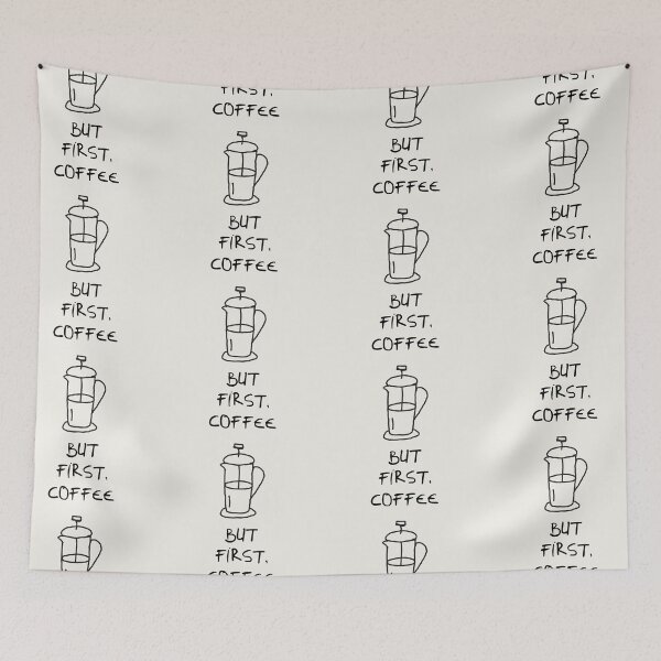 Item preview, Hand-Drawn 'But First, Coffee' French Press Minimalist Design designed and sold by Digital-Thought.