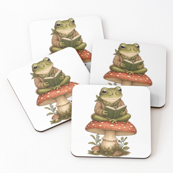 Item preview, Cute Reading Frog on Mushroom designed and sold by puredevn.