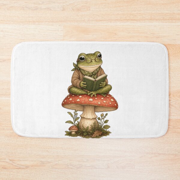 Item preview, Cute Reading Frog on Mushroom designed and sold by puredevn.