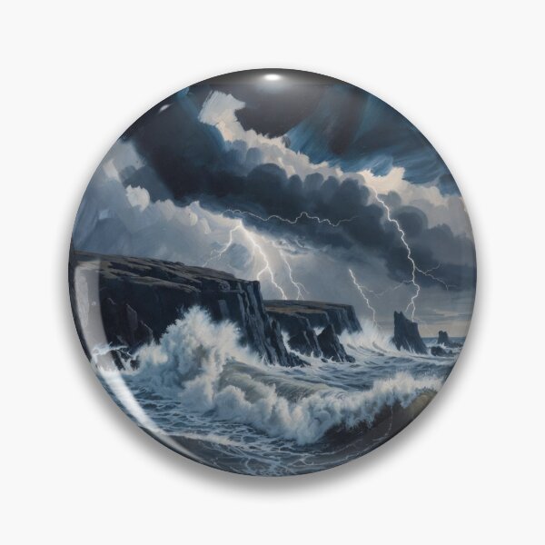 Item preview, Dark Dramatic Stormy Sea Cliffs – Powerful Ocean Storm Canvas Print designed and sold by Nexus Space.