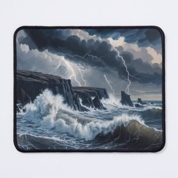 Item preview, Dark Dramatic Stormy Sea Cliffs – Powerful Ocean Storm Canvas Print designed and sold by Nexus Space.