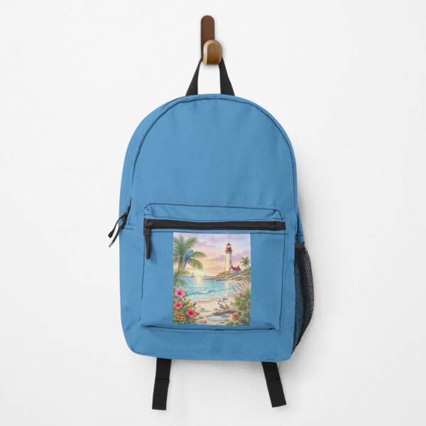 Item preview, Sunset Lighthouse on Tropical Shore designed and sold by amusefullife.