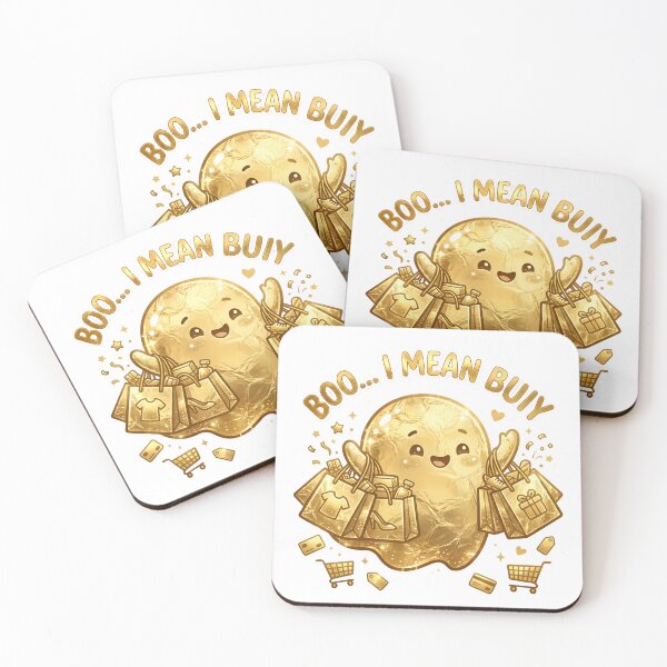 Item preview, Boo I Mean Buy - Cute Gold Ghost & Funny Shopping Pun Art designed and sold by SupernovaNote.