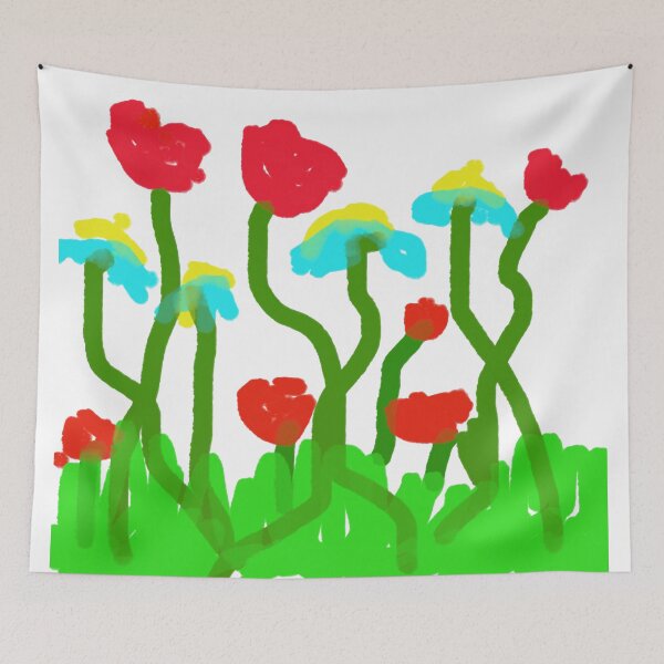 Item preview, Simple Childlike Sketch of Poppies and Wildflowers designed and sold by BalkanBloom.