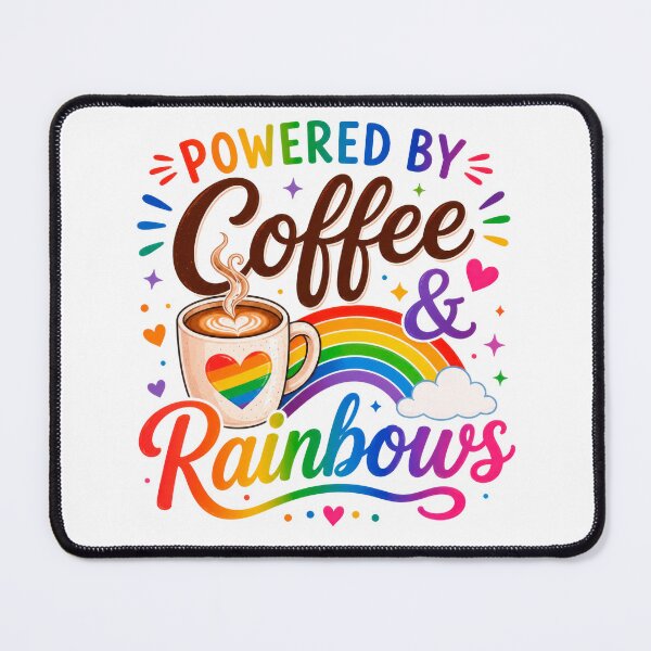 Item preview, Powered by Coffee and Rainbows Colorful Typography Quote designed and sold by INVITOARTE.