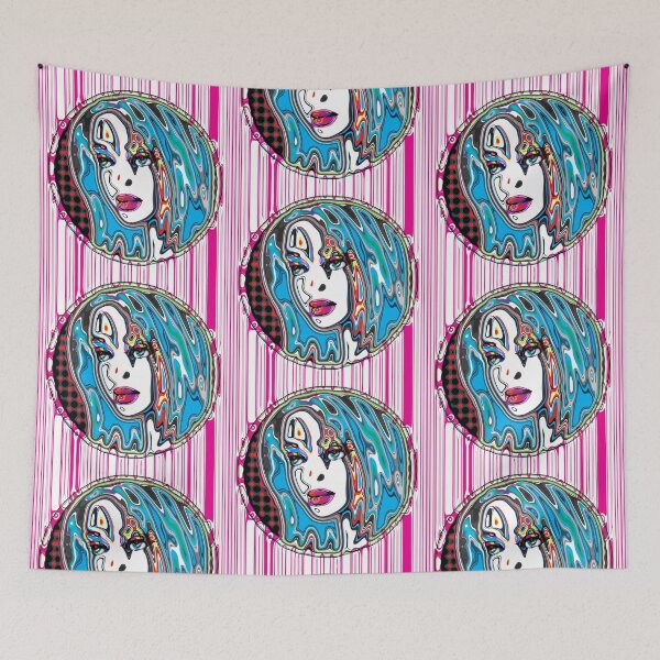 Item preview, Op-Inspired Abstract Pop Portrait in Vibrant Colors designed and sold by cremedecolor.