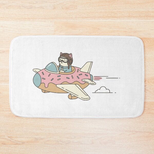 Item preview, Cute Cat Pilot Flying Pink Donut Airplane designed and sold by Amir Faysal.