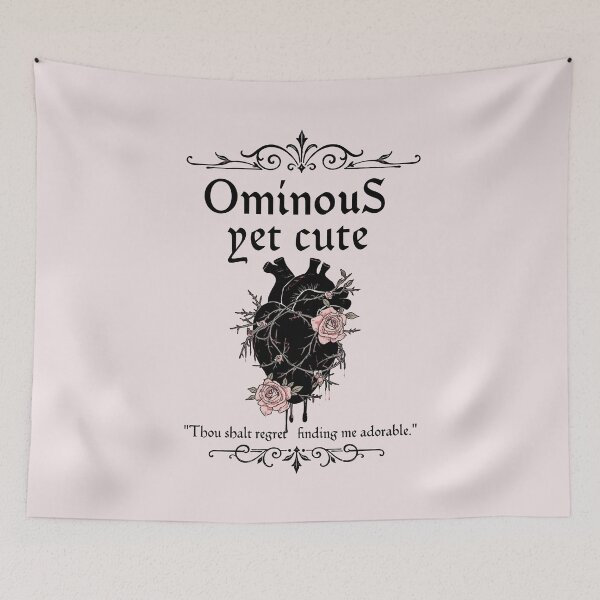 Item preview, Ominous Yet Cute – Thou Shalt Regret Finding Me Adorable | Gothic Black Heart & Pink Roses designed and sold by witchlingart.