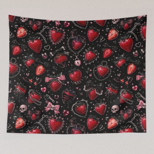 Item preview, Gothic Strawberry Aesthetic | Dark Kawaii Seamless Pattern designed and sold by Aramdesing.