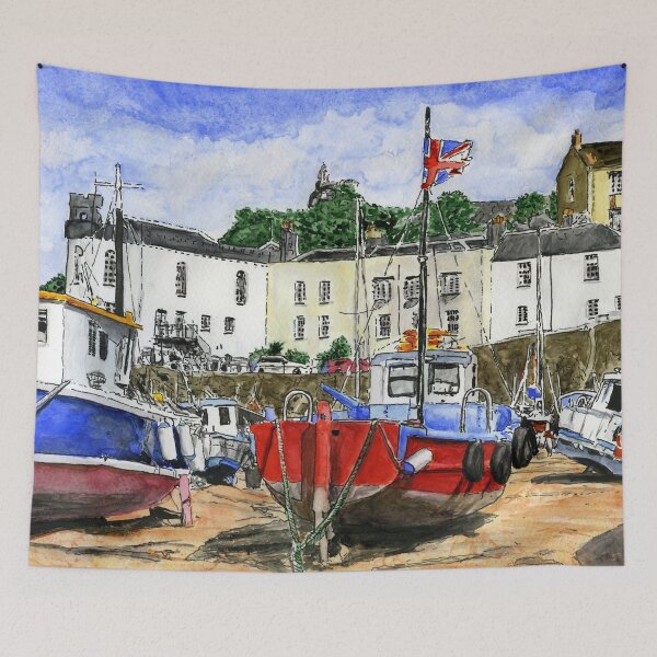 Item preview, Yr Harbwr yn Ninbych-y-Pysgod, Sir Benfro, De Cymru - The Harbour in Tenby, Pembrokeshire, South Wales designed and sold by LymphomaLass.