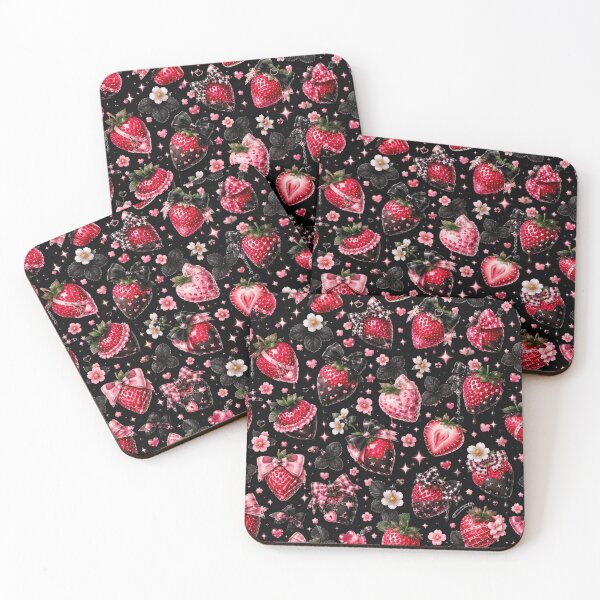 Item preview, Gothic Strawberry Aesthetic | Dark Kawaii Seamless Pattern designed and sold by Aramdesing.