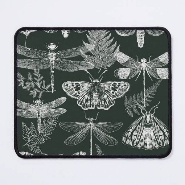 Item preview, Dragonfly and moth vintage illustration white designed and sold by InkRiot Studios.