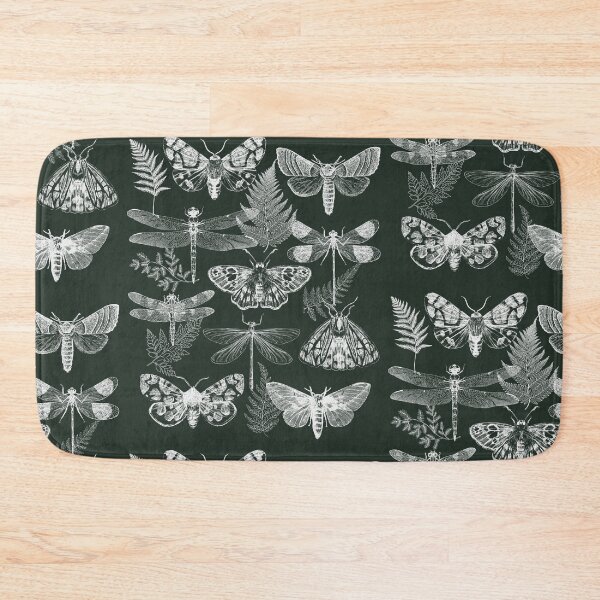 Item preview, Dragonfly and moth vintage illustration white designed and sold by InkRiot Studios.