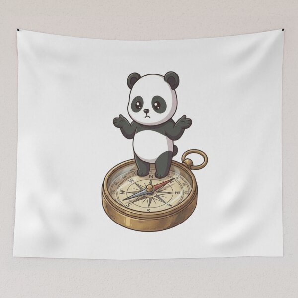 Item preview, Cute Lost Panda Standing Compass designed and sold by Ella_Sketch.