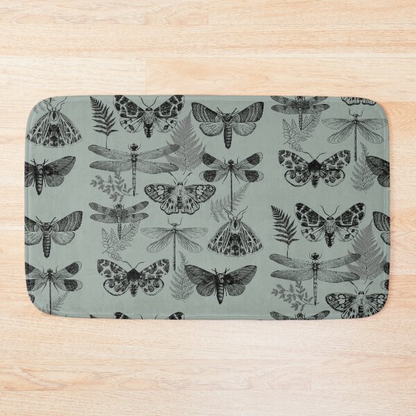 Item preview, Dragonfly and moth vintage illustration black designed and sold by InkRiot Studios.