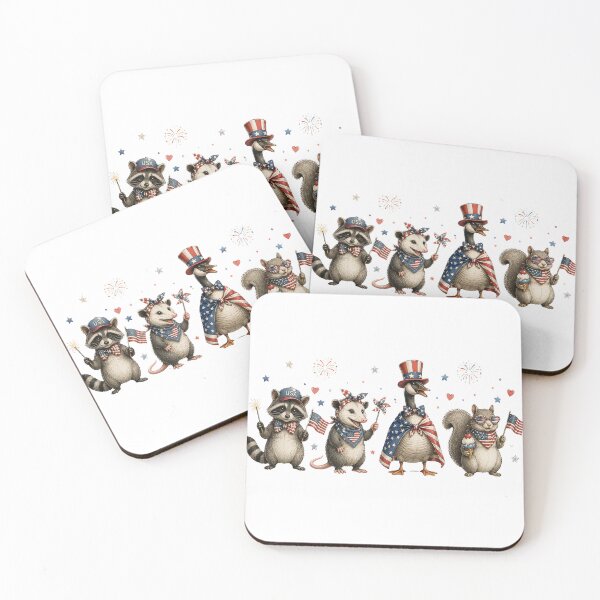 Item preview, Patriotic Raccoon Possum Goose Squirrel 4th Of July Freedom Club Art  designed and sold by VGAfanatic.