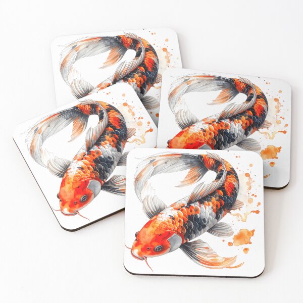 Item preview, Japanese Koi Fish Orange Watercolor Illustration designed and sold by BetweenForms.