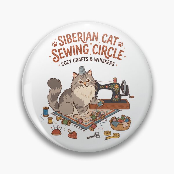 Item preview, Siberian Cat Sewing Circle Tailor Needlework Thread designed and sold by PictoVibe.