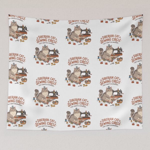 Item preview, Siberian Cat Sewing Circle Tailor Needlework Thread designed and sold by PictoVibe.