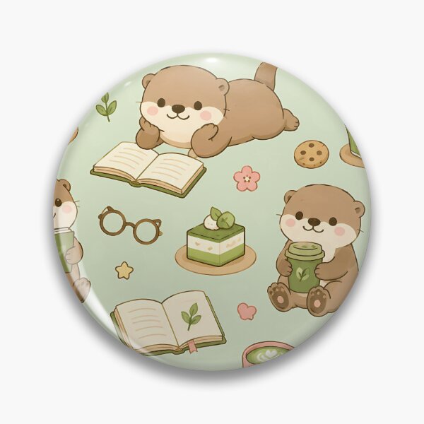 Item preview, Otter Matcha Book Coffee Pattern designed and sold by Soft Berry Studio.