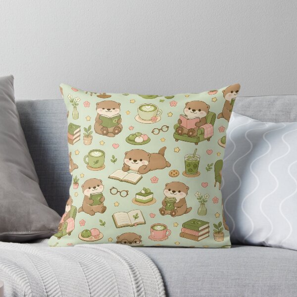Item preview, Otter Matcha Book Coffee Pattern designed and sold by Soft Berry Studio.