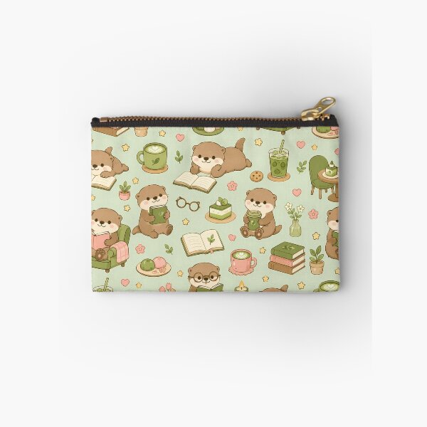 Item preview, Otter Matcha Book Coffee Pattern designed and sold by Soft Berry Studio.