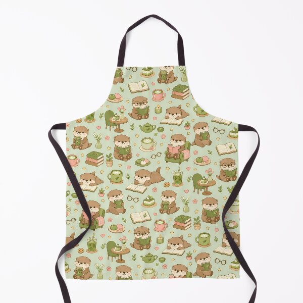 Item preview, Otter Matcha Book Coffee Pattern designed and sold by Soft Berry Studio.