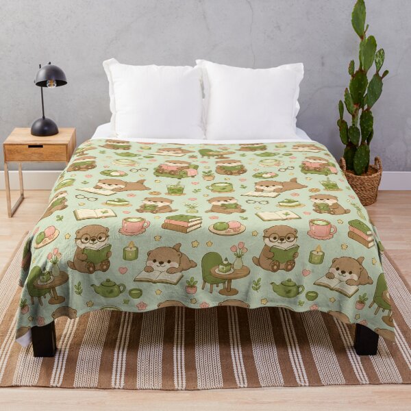 Item preview, Otter Matcha Book Coffee Pattern designed and sold by Soft Berry Studio.