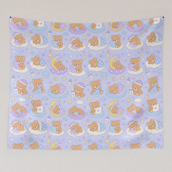 Item preview, Sleepy Teddy Bear Cloud Pattern designed and sold by Soft Berry Studio.