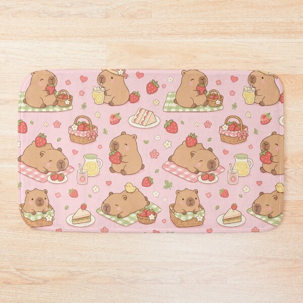 Item preview, Capybara Strawberry Picnic Pattern designed and sold by Soft Berry Studio.