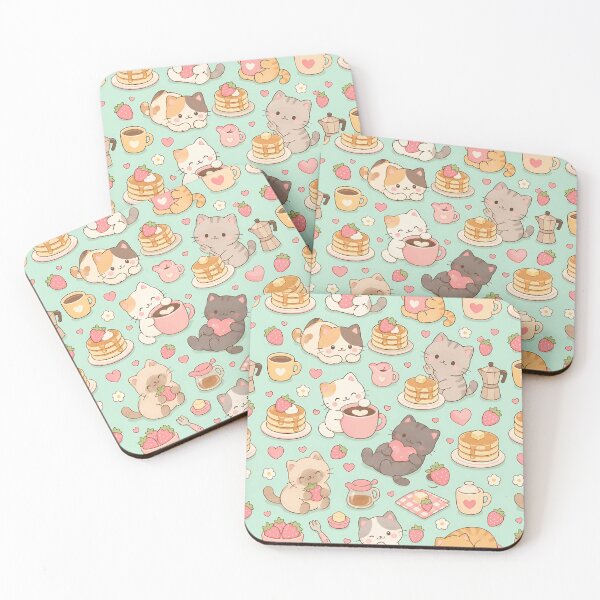 Item preview, Cozy Cat Pancake Coffee Pattern designed and sold by Soft Berry Studio.