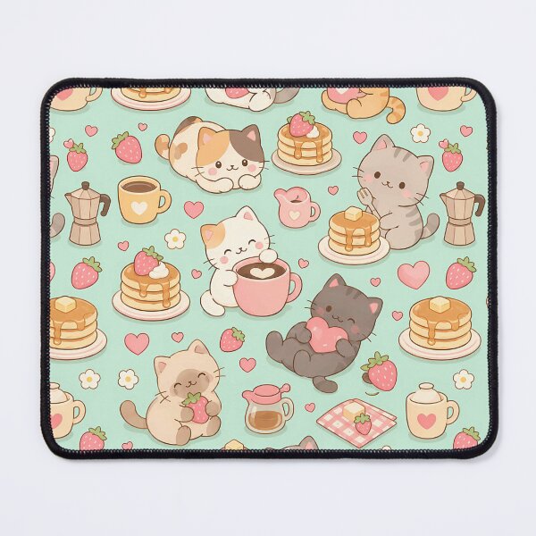 Item preview, Cozy Cat Pancake Coffee Pattern designed and sold by Soft Berry Studio.