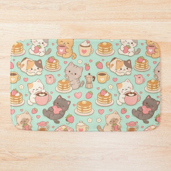 Item preview, Cozy Cat Pancake Coffee Pattern designed and sold by Soft Berry Studio.