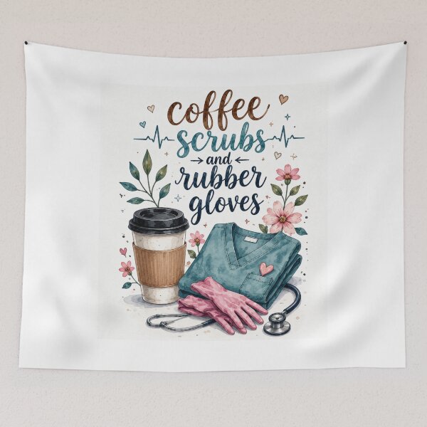 Item preview, Coffee Scrubs and Rubber Gloves Nurse Shirt | Cute RN CNA Nursing Coffee Lover Watercolor Medical T-Shirt Gift Classic T-Shirt  designed and sold by podlook.