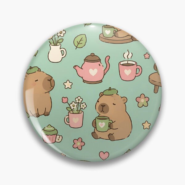 Item preview, Capybara Tea Café Pattern designed and sold by Soft Berry Studio.