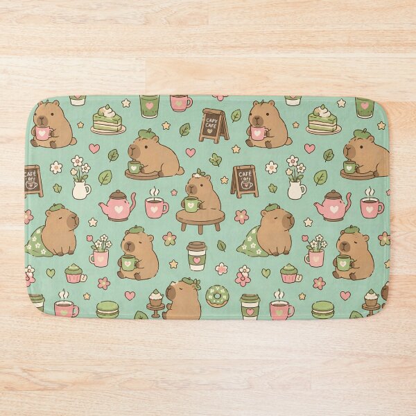 Item preview, Capybara Tea Café Pattern designed and sold by Soft Berry Studio.