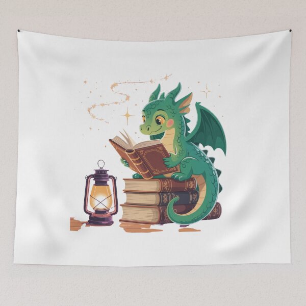 Item preview, Cute Bookish Dragon Reading by Lantern Light designed and sold by DariaOltes.