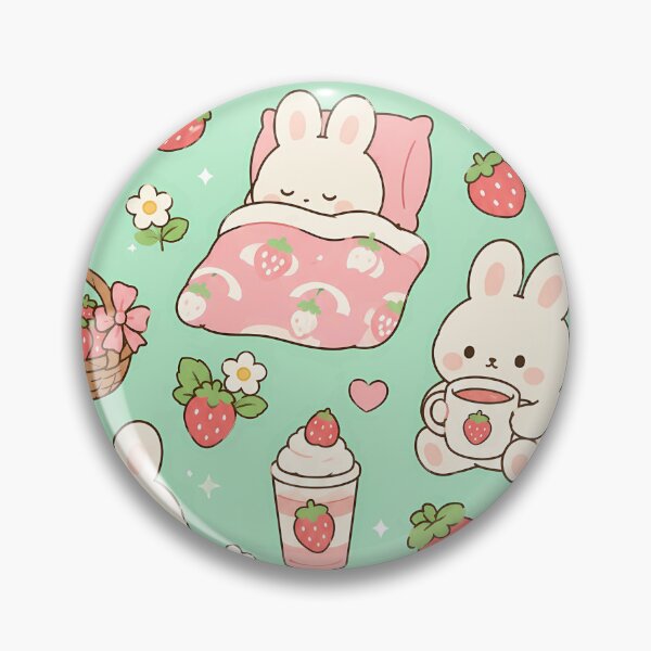 Item preview, Bunny Strawberry Tea Party Pattern designed and sold by Soft Berry Studio.